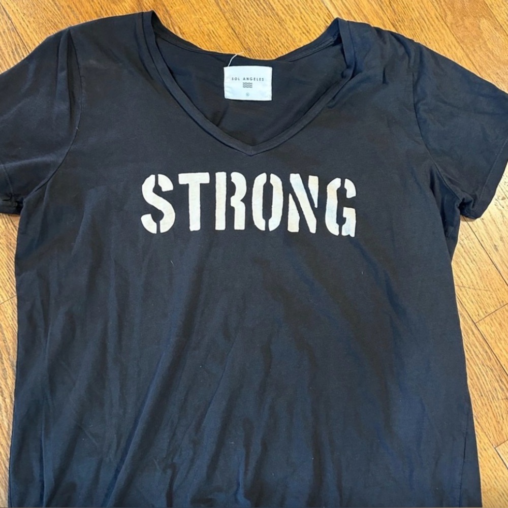 Sol Angeles Black 'Strong' Short Sleeve Tee